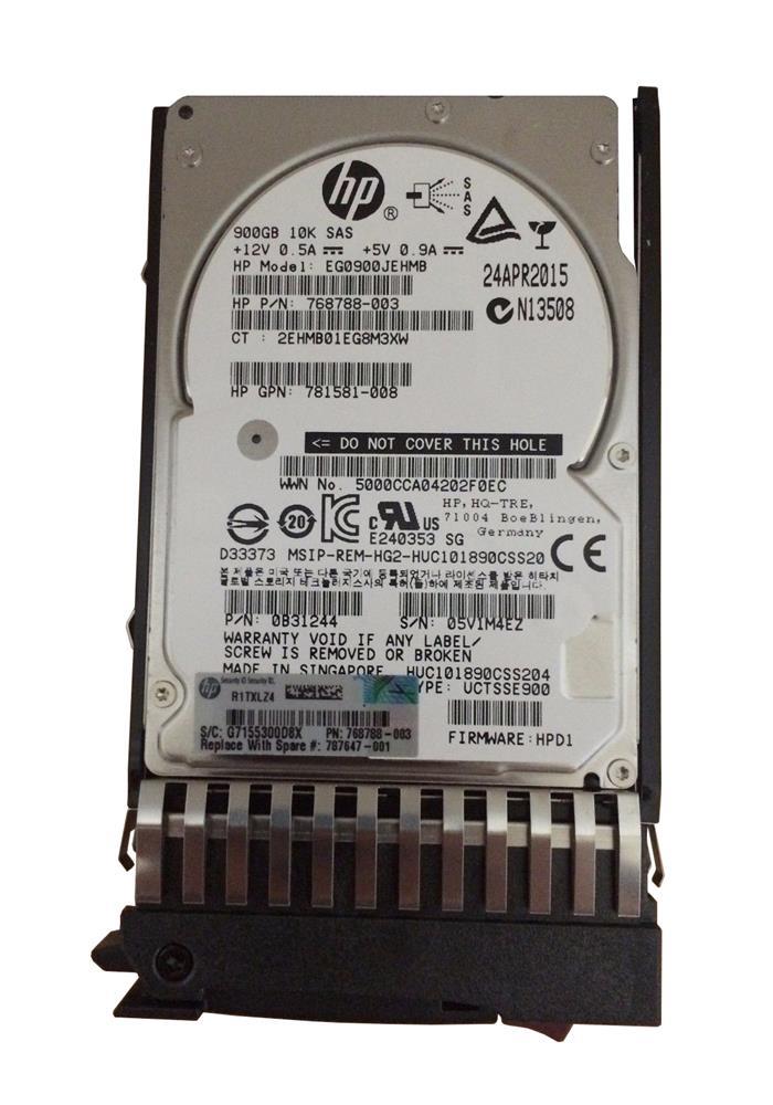 768788-003 HP 900GB 10000RPM SAS 12Gbps Dual Port Hot Swap 2.5-inch Internal Hard Drive with Smart Carrier
