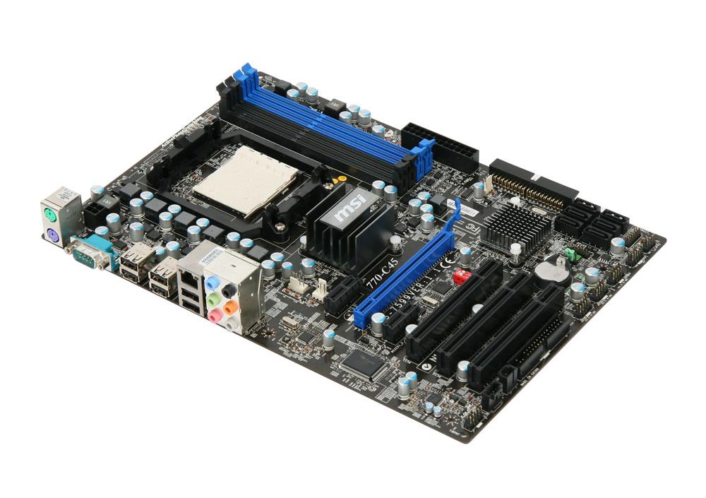770-C45 MSI Socket AM3 AMD 770 + SB710 Chipset AMD Phenom II X4/ Phenom II Processors Support DDR3 4x DIMM 6x SATA2 3.0Gb/s ATX Motherboard (Refurbished)