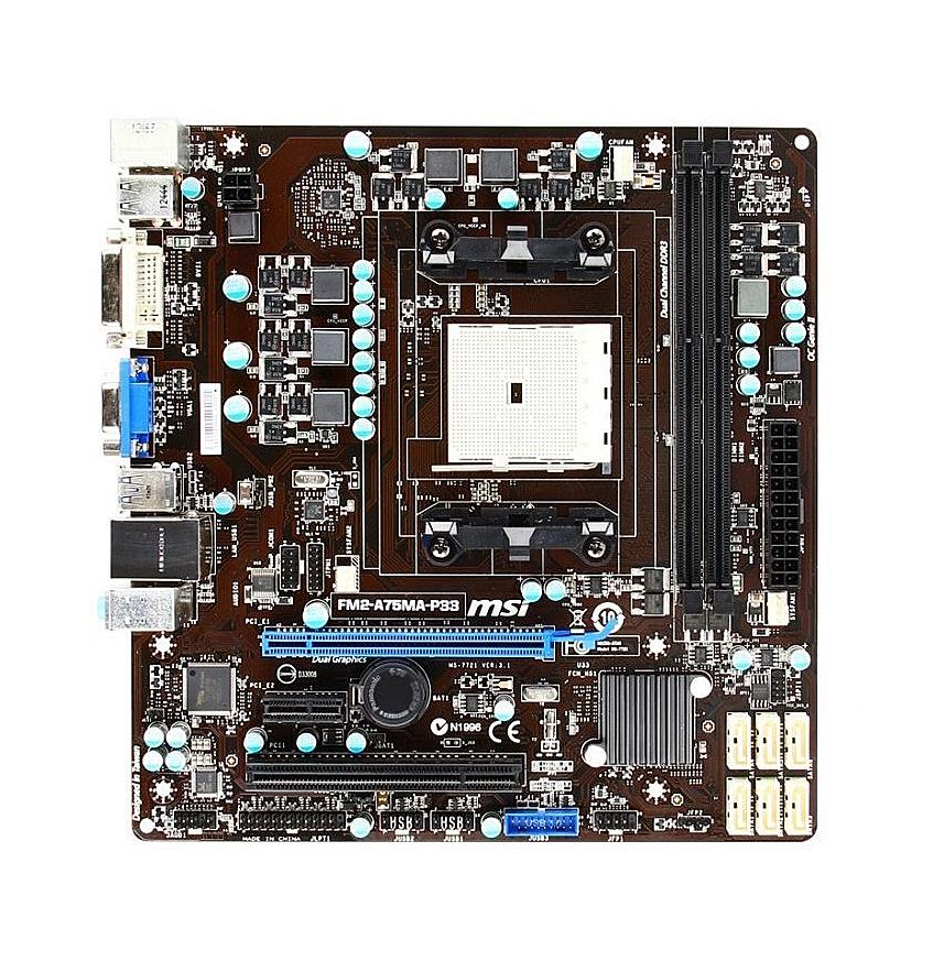7721-021R MSI FM2-A75MA-P33 Socket FM2 AMD A75 Chipset AMD A8/A6/A4/A10-Series Processors Support DDR3 2x DIMM 6x SATA 6.0Gb/s Micro-ATX Motherboard (Refurbished)