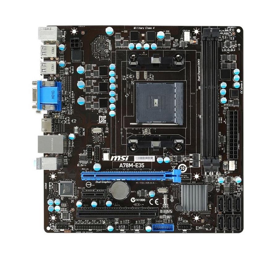 7721-201R MSI A78M-E45 V2 Socket FM2+ AMD A78 Chipset AMD A-Series/ Athlon Processors Support DDR4 4x DIMM 6x SATA 6.0Gb/s Micro-ATX Motherboard (Refurbished)