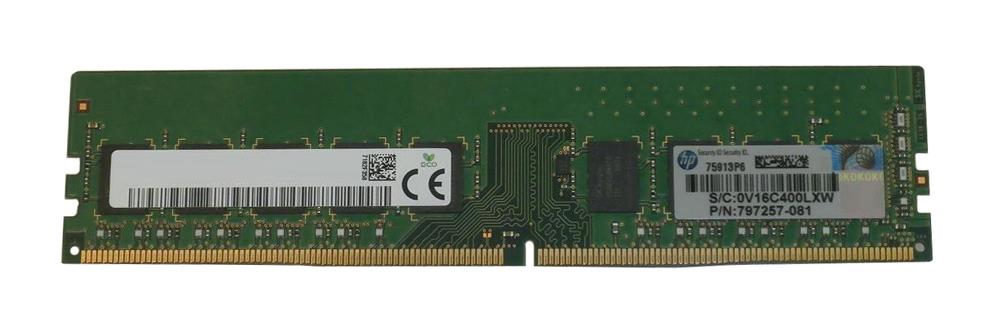 797257-081 HP 4GB PC4-17000 DDR4-2133MHz ECC Unbuffered CL15 288-Pin DIMM 1.2V Single Rank Memory Module