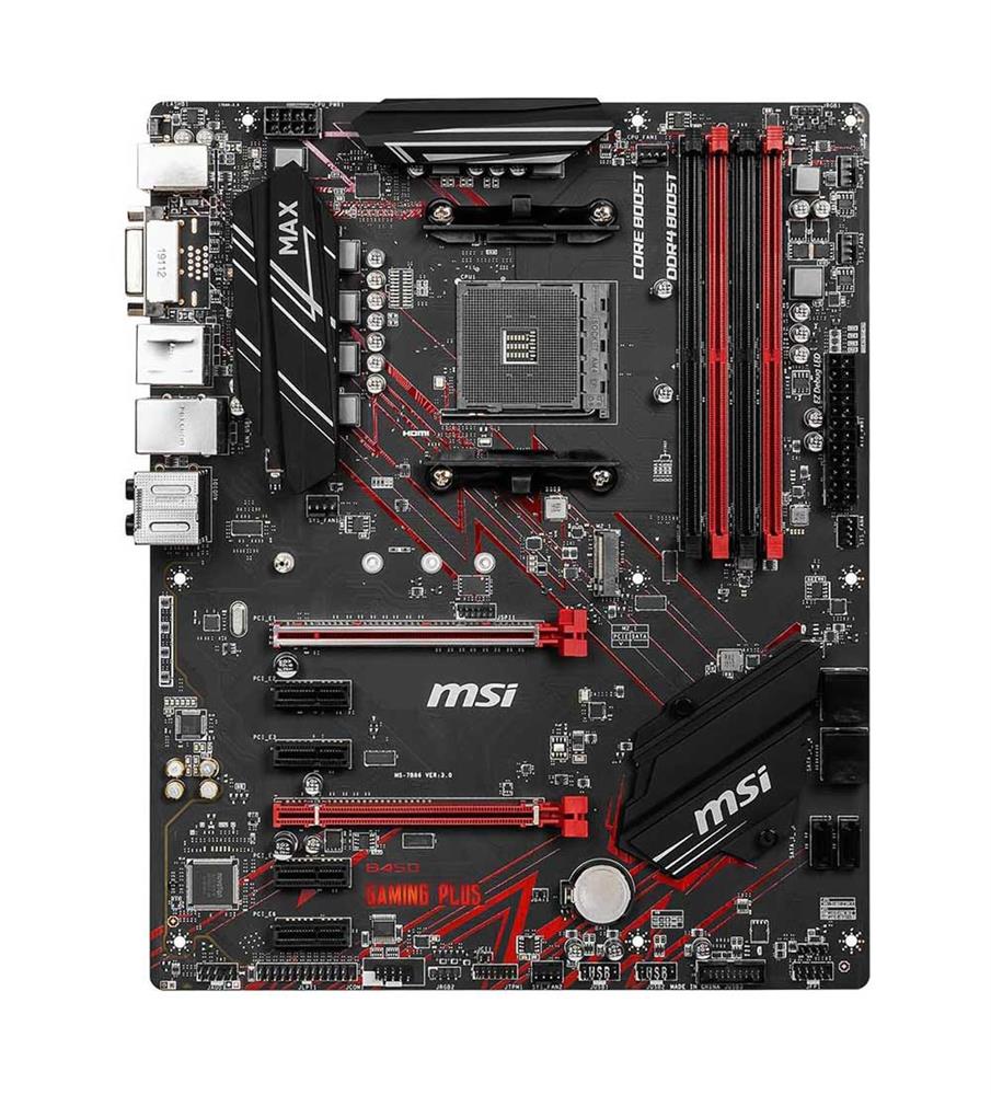 7B86-016R MSI B450 GAMING PLUS MAX Socket AM4 AMD B450 Chipset AMD Ryzen Series Processors Support DDR4 4x DIMM SATA3 ATX Motherboard (Refurbished)