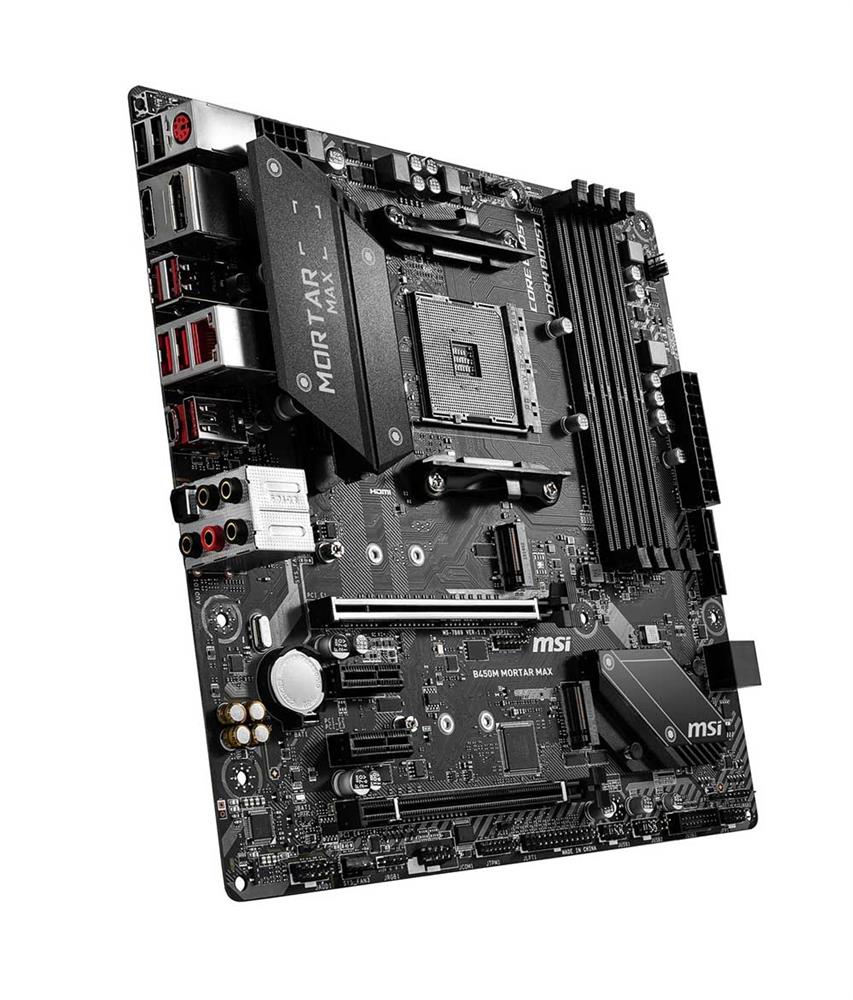 7B89-016R MSI B450M MORTAR MAX Socket AM4 AMD B450 Chipset AMD Ryzen 9 Processors Support DDR4 4x DIMM 4x SATA3 6.0Gb/s Micro-ATX Motherboard (Refurbished)