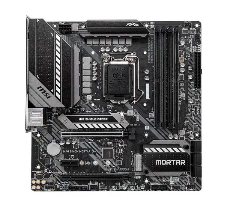 7C82-001R MSI MAG B460M MORTAR Socket LGA 1200 Intel B460 Chipset Core / Pentium / Celeron Processors Support DDR4 4x DIMM 6x SATA3 6.0Gb/s Micro-ATX Motherboard (Refurbished)