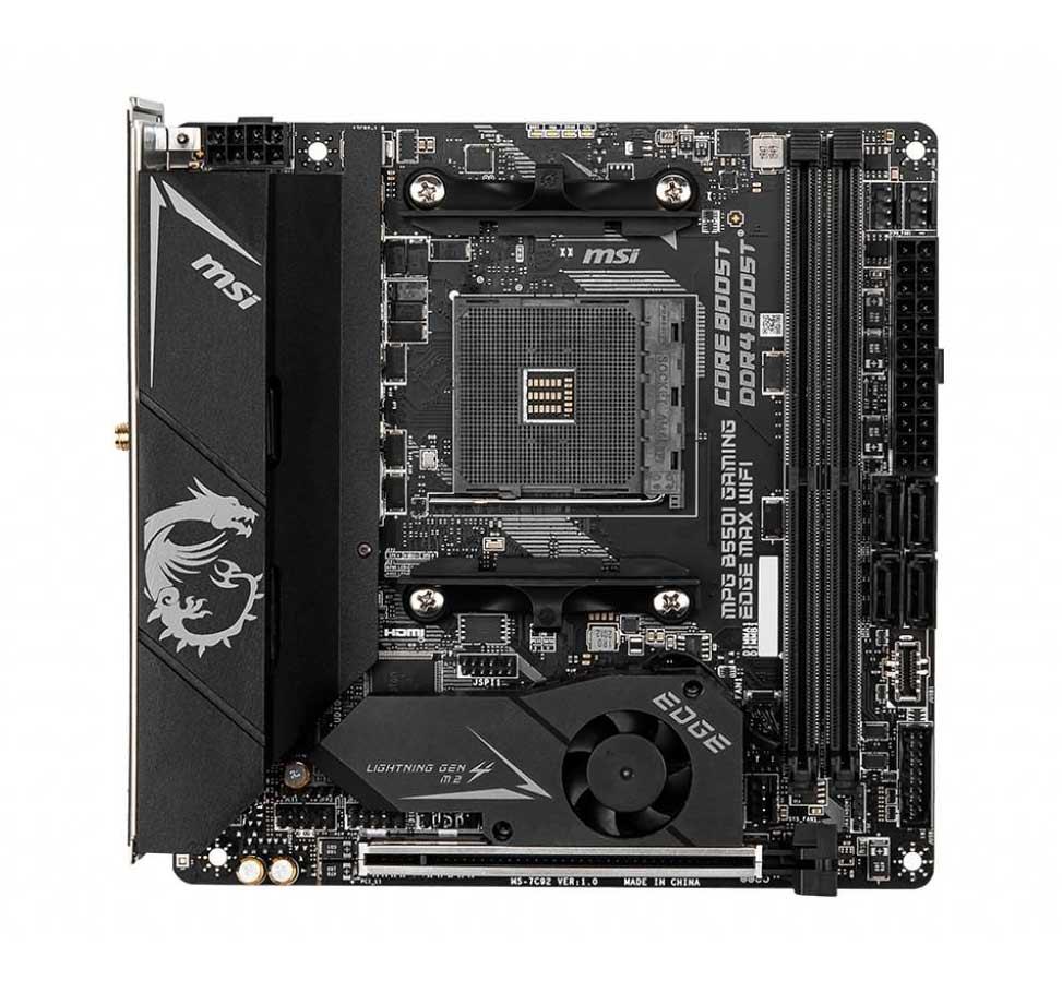 7C92-002R MSI MPG B550I GAMING EDGE WIFI Socket AM4 AMD B550 Chipset AMD Ryzen Series Processors Support DDR4 2x DIMM 4x SATA3 6.0Gb/s Mini-ITX Motherboard (Refurbished)