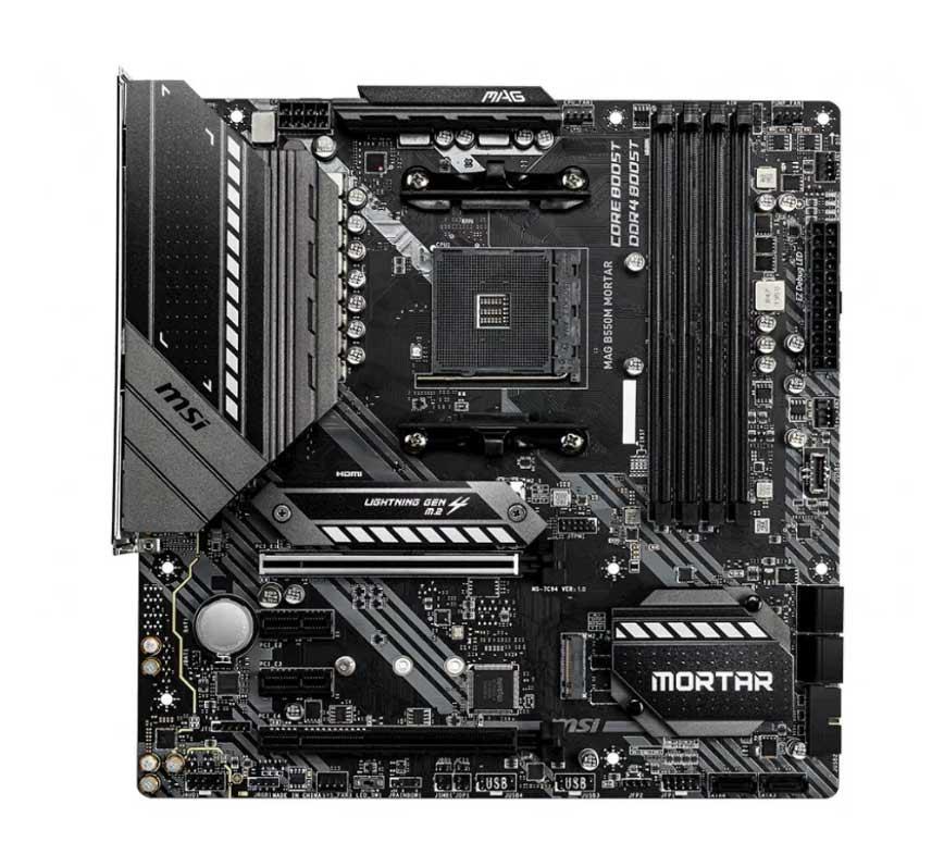 7C94-006R MSI MAG B550M MORTAR Socket AM4 AMD B550 Chipset AMD Ryzen 5000/3000 Series / Ryzen 4000 G-Series Processors Support DDR4 4x DIMM 6x SATA3 6.0Gb/s Micro-ATX Motherboard (Refurbished)