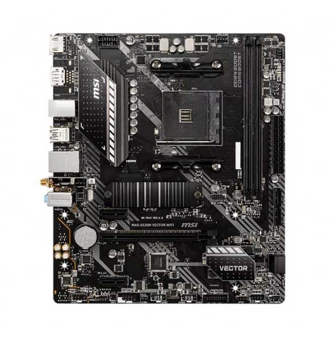 7D14-008R MSI MAG A520M VECTOR WIFI Socket AM4 AMD A520 Chipset AMD Ryzen 4000 G-Series Processors Support DDR4 2x DIMM 4x SATA3 6.0Gb/s Micro-ATX Motherboard (Refurbished)