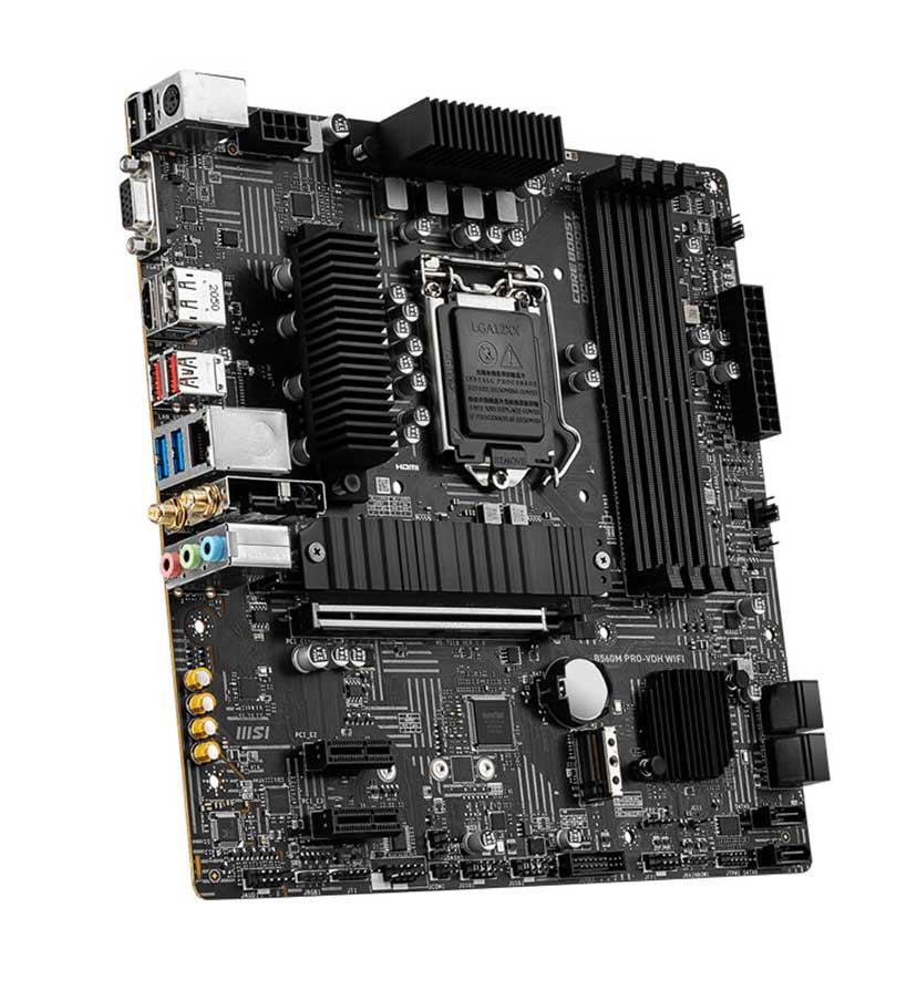 7D18-001R MSI B560M PRO-VDH WIFI Socket LGA 1200 Intel B560 Chipset Core i7 / i5 / i3 / Pentium / Celeron Processors Support DDR4 4x DIMM 6x SATA3 6.0Gb/s Micro-ATX Motherboard (Refurbished)