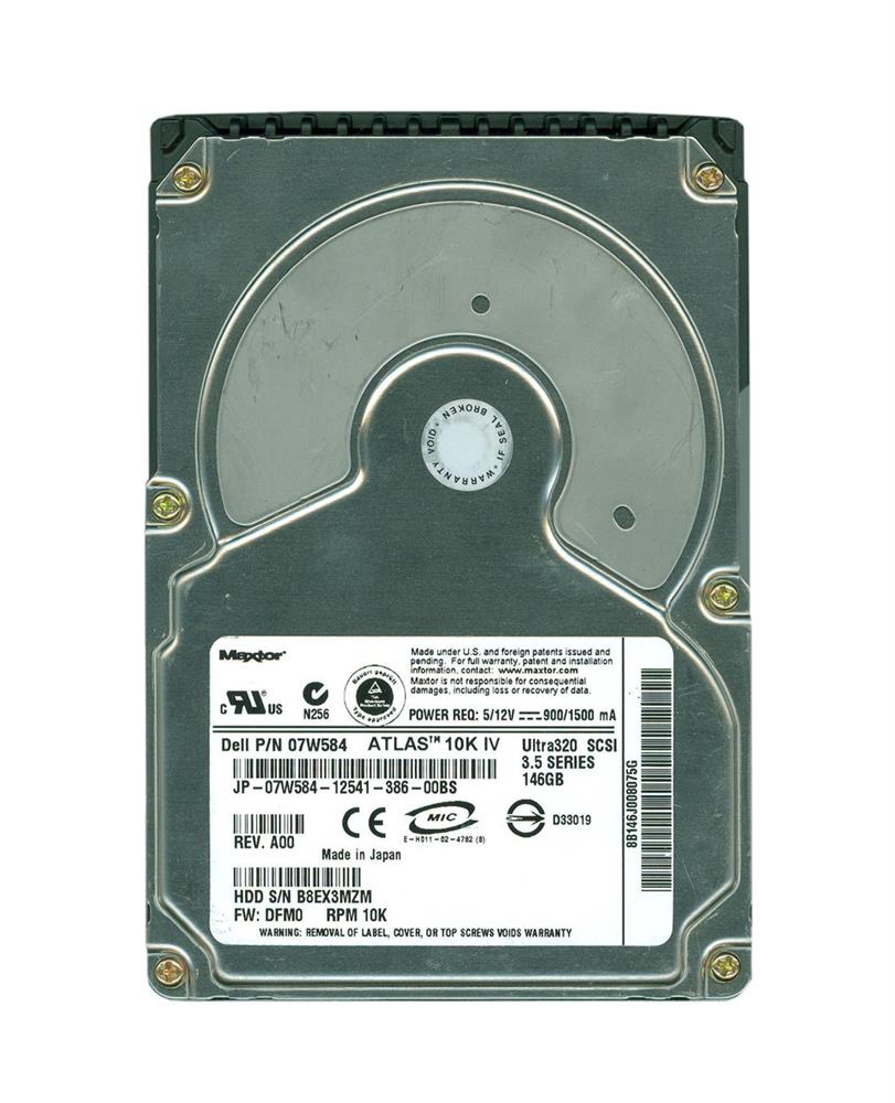 7W584 Dell 146GB 10000RPM Ultra-320 SCSI 80-Pin Hot Swap 8MB Cache 3.5-inch Internal Hard Drive with Tray