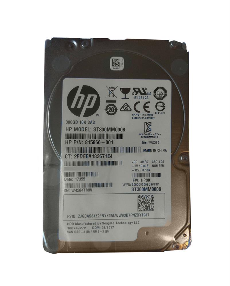 815866-001 HP 300GB SAS 12.0 Gbps Hard Drive