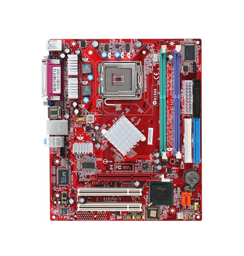 865GM3-V MSI MS-7101 Socket LGA 775 Intel 865G + ICH5 Chipset Intel Pentium 4/ Celeron D/ Pentium D Processors Support DDR 2x DIMM 2x SATA 1.5Gb/s Micro-ATX Motherboard (Refurbished)

