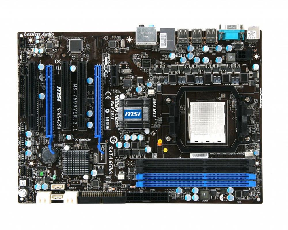 870SG54 MSI Socket AM3 AMD 870 + SB850 Chipset AMD Phenom II X4/ Phenom II X2 Processors Support DDR3 4x DIMM 6x SATA3 6.0Gb/s ATX Motherboard (Refurbished)