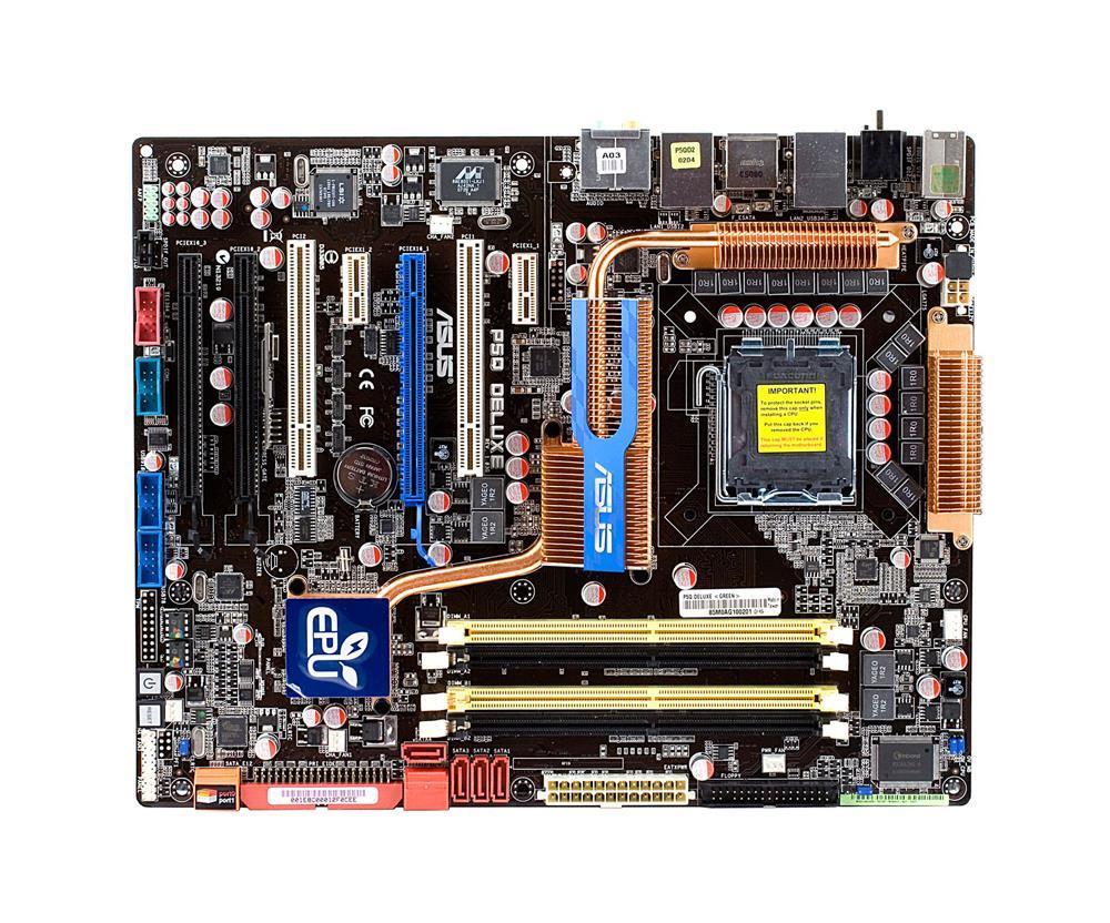 90-MIB4G0-G0AAY00Z ASUS P5Q Deluxe Socket LGA 775 Intel P45 + ICH10R Chipset Core 2 Extreme/ Core 2 Duo/ Core 2 Quad/ Pentium Dual-Core/ Celeron Dual-Core/ Celeron Processors Support DDR2 4x DIMM 6x SATA 3.0Gb/s ATX Motherboard (Refurbished)