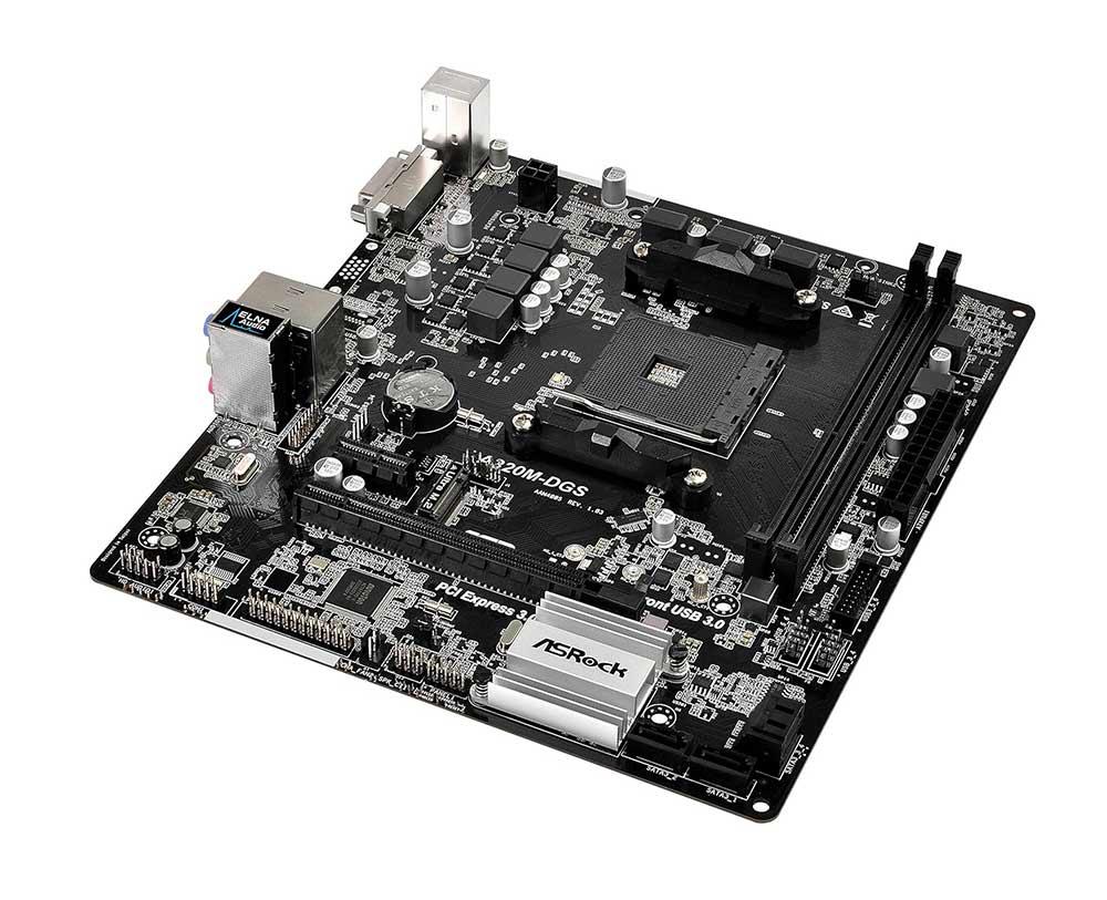 90-MXB5A0-A0UAYZ ASRock A320M-DGS Socket AM4 AMD Promontory A320 Chipset AMD A-Series/ AMD Ryzen Processors Support DDR4 2x DIMM 4x SATA3 6.0Gb/s Micro-ATX Motherboard (Refurbished)