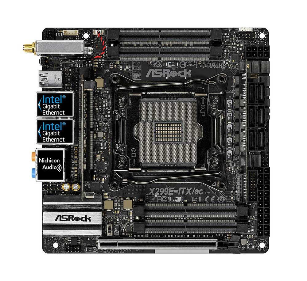 90-MXB5W0-A0UAYZ ASRock X299E-ITX/AC Socket LGA 2066 Intel X299 Chipset Core X Series Processors Support DDR4 4x DIMM 6x SATA3 6.0Gb/s Mini-ITX Motherboard (Refurbished)