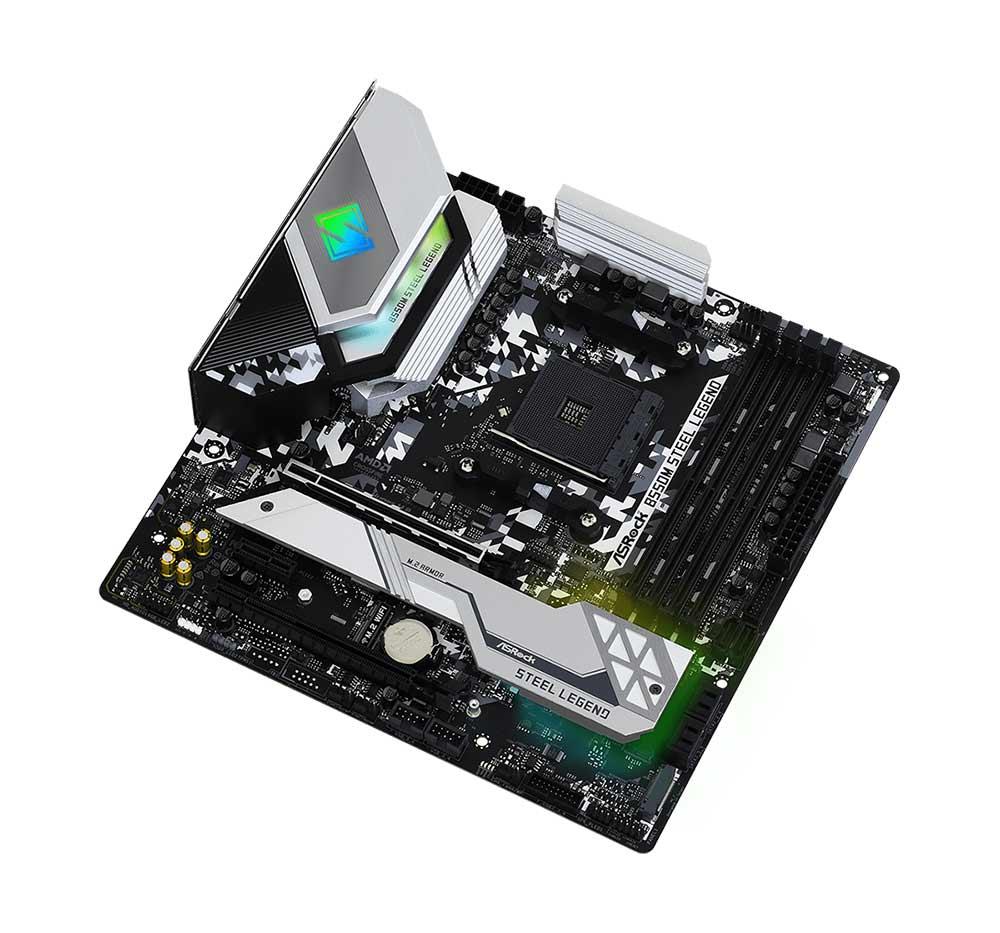 90-MXBCU0-A0UAYZ ASRock B550M Steel Legend Socket AM4 AMD B550 Chipset AMD Ryzen Series Processors Support DDR4 4x DIMM 6x SATA3 6.0Gb/s Micro-ATX Motherboard (Refurbished)