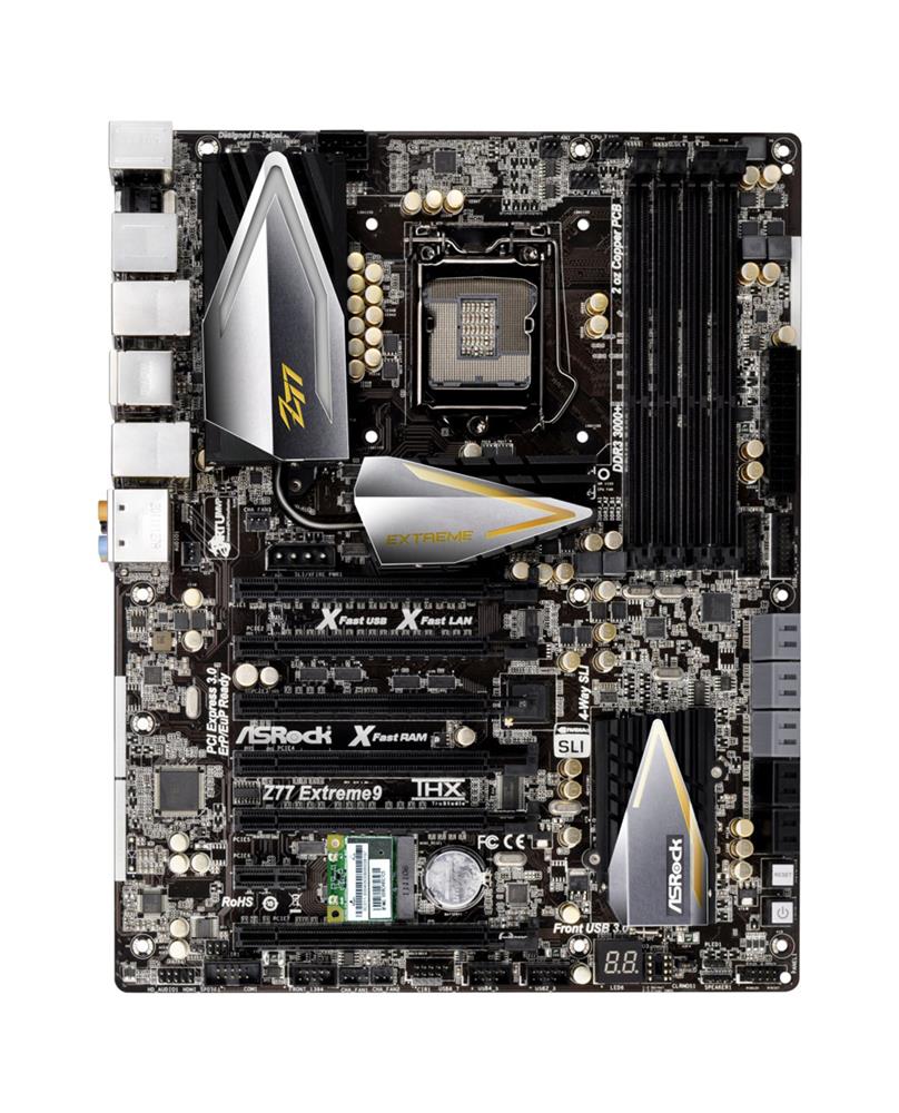 90-MXGKC0-A0UAYZ ASRock Z77 Extreme9 Socket LGA 1155 Intel Z77 Chipset 3rd/2nd Generation Core i7 / i5 / i3 / Pentium / Celeron / Xeon Processors Support DDR3 4x DIMM 2x SATA3 6.0Gb/s ATX Motherboard (Refurbished)
