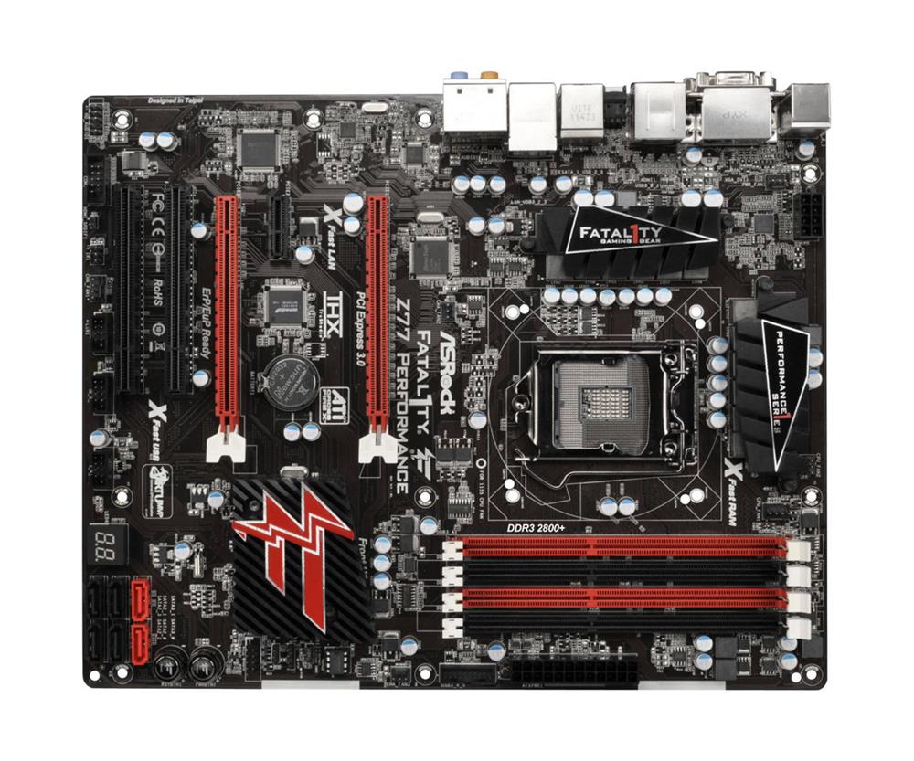 90-MXGKZ0-A0UAYZ ASRock Fatal1ty Z77 Performance Socket LGA 1155 Intel Z77 Chipset 3rd & 2nd Generation Core i7 / i5 / i3 / Pentium / Celeron / Xeon Processors Support DDR3 4x DIMM 2x SATA3 6.0Gb/s ATX Motherboard (Refurbished)