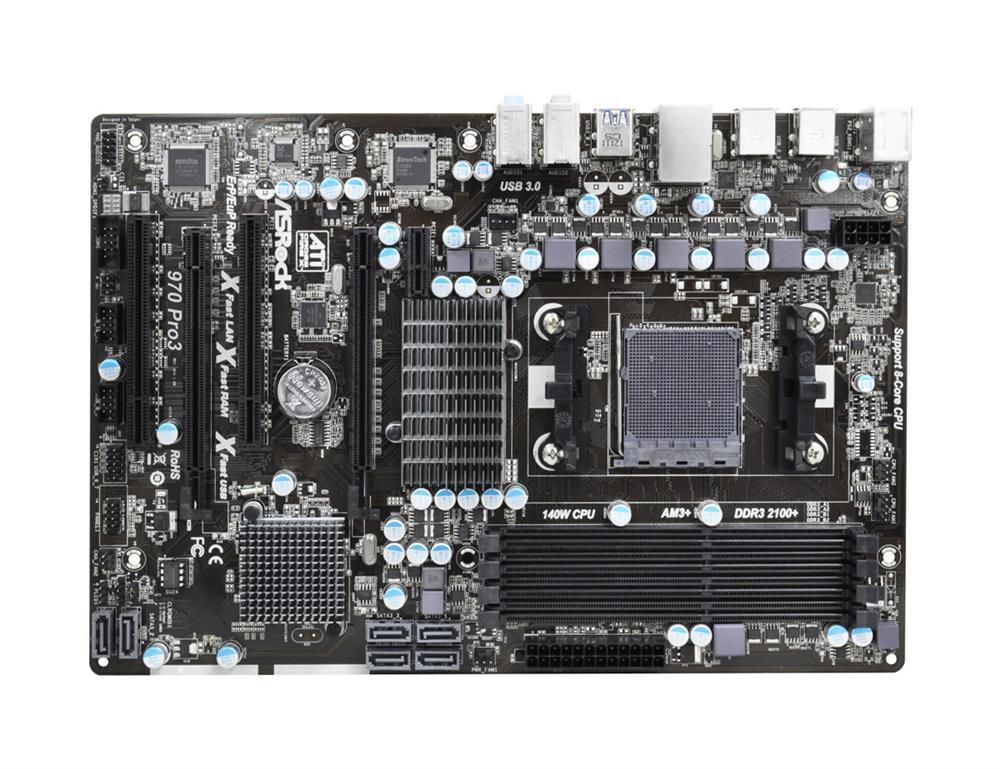 90-MXGM60-A0UAYZ ASRock Socket AM3+ AMD 970 + SB950 Chipset AMD Phenom II X6/ II X4/ II X3/ II X2/ AMD Athlon II X4/ II X3/ II X2/ AMD Sempron Processors Support DDR3 4x DIMM 6x SATA3 6.0Gb/s ATX Motherboard (Refurbished)