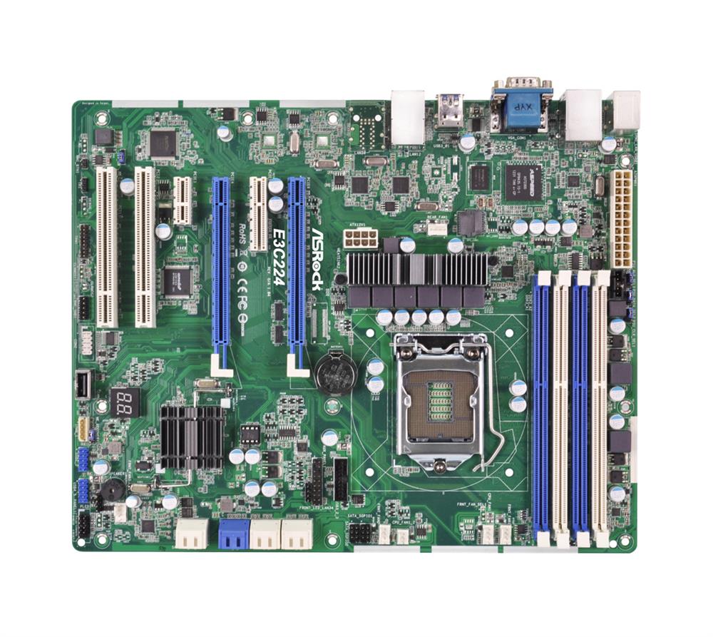 90-SXG1B1-A0UAYZ ASRock E3C224 Socket LGA1150 Intel C224 Chipset 5th/4th Generation Intel Core i7 / i5 / i3 / Pentium / Celeron / Xeon E3-1200 v3/v4 Processors Support DDR3 4x DIMM 4x SATA3 6.0Gb/s ATX Server Motherboard (Refurbished)