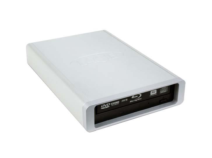 9000282 LaCie d2 External Blu-ray Writer BD-R/RE Support 40x Read/40x Write/24x Rewrite CD 10x Read/12x Write/2x Rewrite BD16x Read/16x Write/6x Rewrite DVD Double-layer Media Supported USB 2.0, FireWire/i.LINK 400