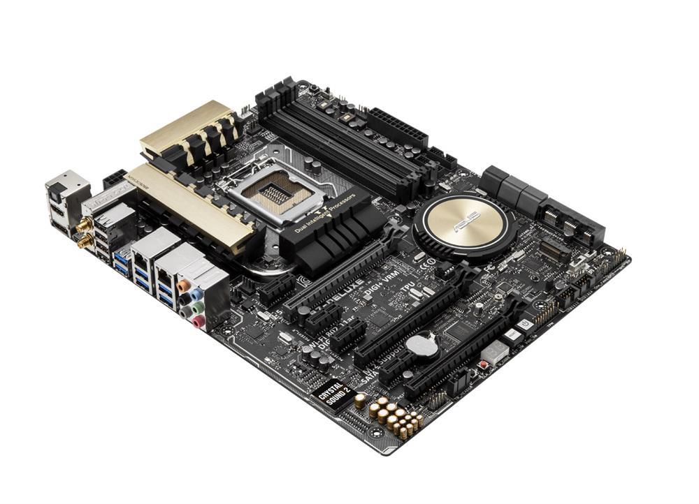 90MB0HZ1-M0EAY0 ASUS Z97-DELUXE(NFC & WLC) Socket LGA 1150 Intel Z97 Chipset 5th/4th Generation Core i7 / i5 / i3 / Pentium / Celeron Processors Support DDR3 4x DIMM 4x SATA 6.0Gb/s ATX Motherboard (Refurbished)