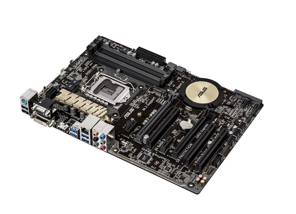 90MB0IJ0-M0EAY0 ASUS H97-PRO Socket LGA 1150 Intel H97 Chipset 5th/ New 4th/ 4th Generation Core i7 / i5 / i3 / Pentium / Celeron Processors Support DDR3 4x DIMM 4x SATA 6.0Gb/s ATX Motherboard (Refurbished)