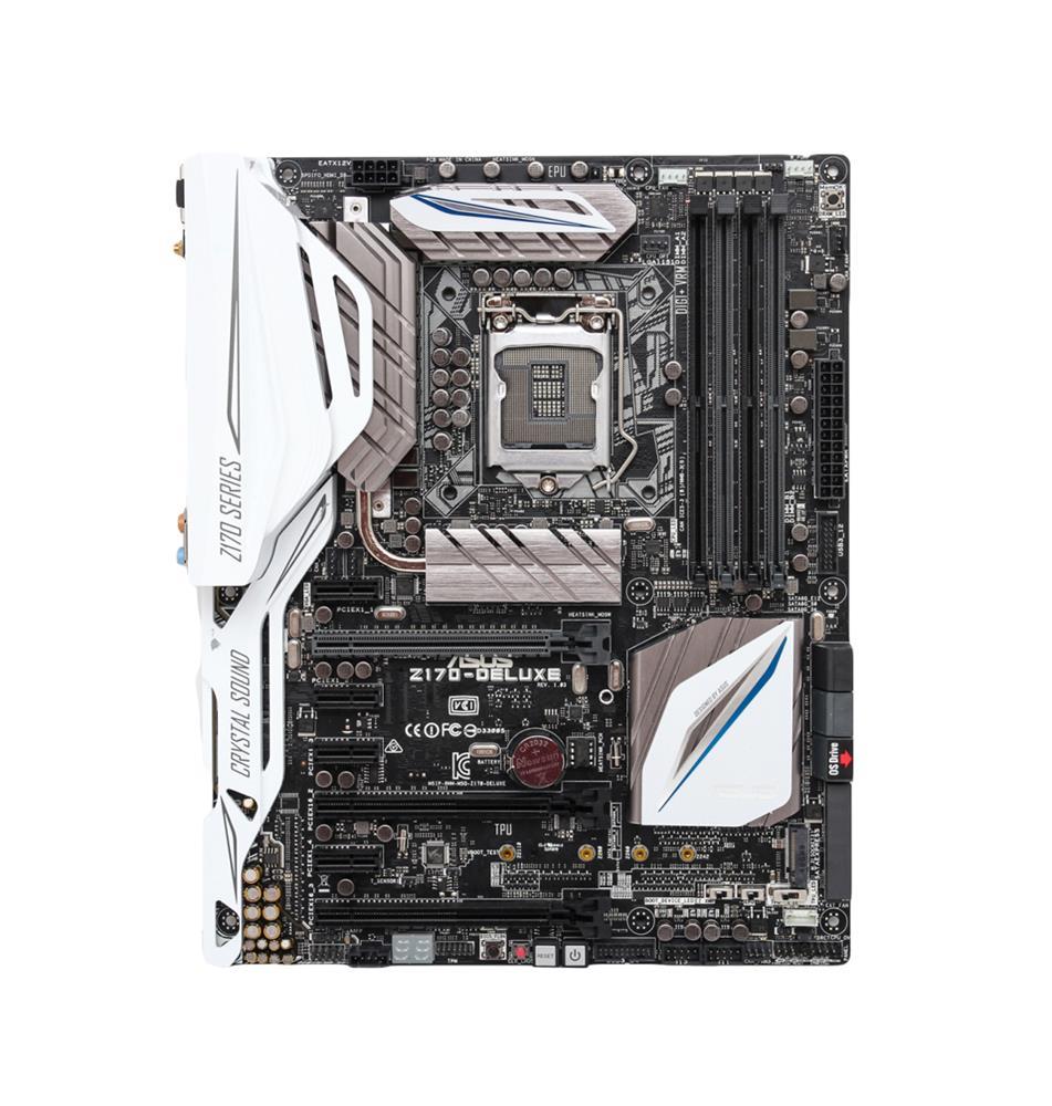90MB0LR0-M0AAY0 ASUS Z170-DELUXE Socket LGA 1151 Intel Z170 Chipset 7th/6th Generation Core i7 / i5 / i3 / Pentium / Celeron Processors Support DDR4 4x DIMM 6x SATA 6.0Gb/s ATX Motherboard (Refurbished)