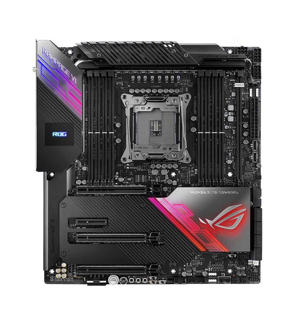 90MB11K0-M0EAY0 ASUS ROG RAMPAGE VI EXTREME Socket 2066 Intel X299 Chipset Core X-Series 79xx/ 78xx Series Processors Support DDR4 8x DIMM 6x SATA Extended-ATX Motherboard (Refurbished)
