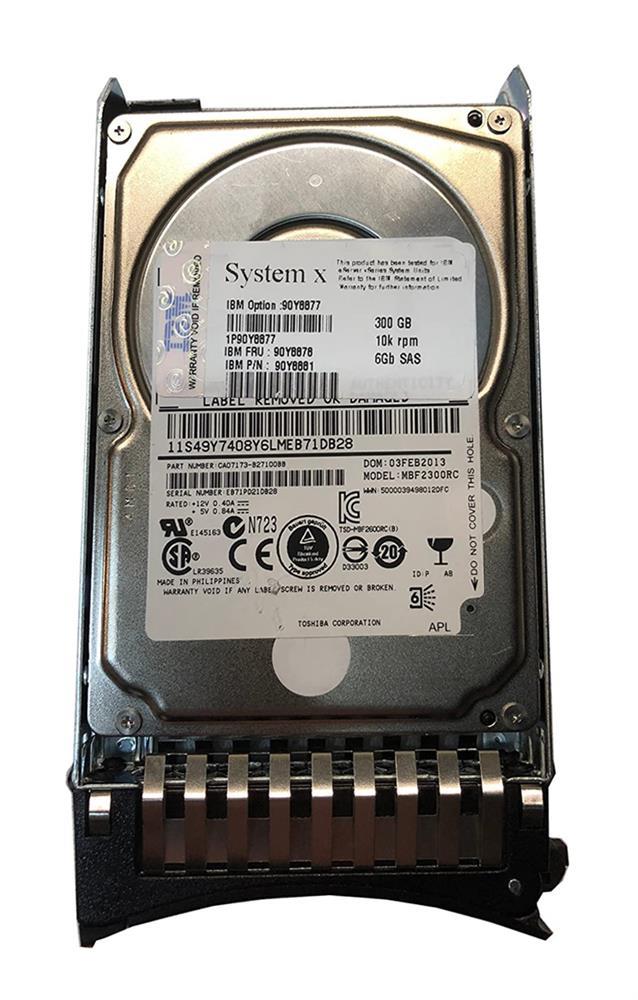 90Y887704 IBM 300GB 10000RPM SAS 6Gbps Hot Swap 2.5-inch Internal Hard Drive for System x3650 M2