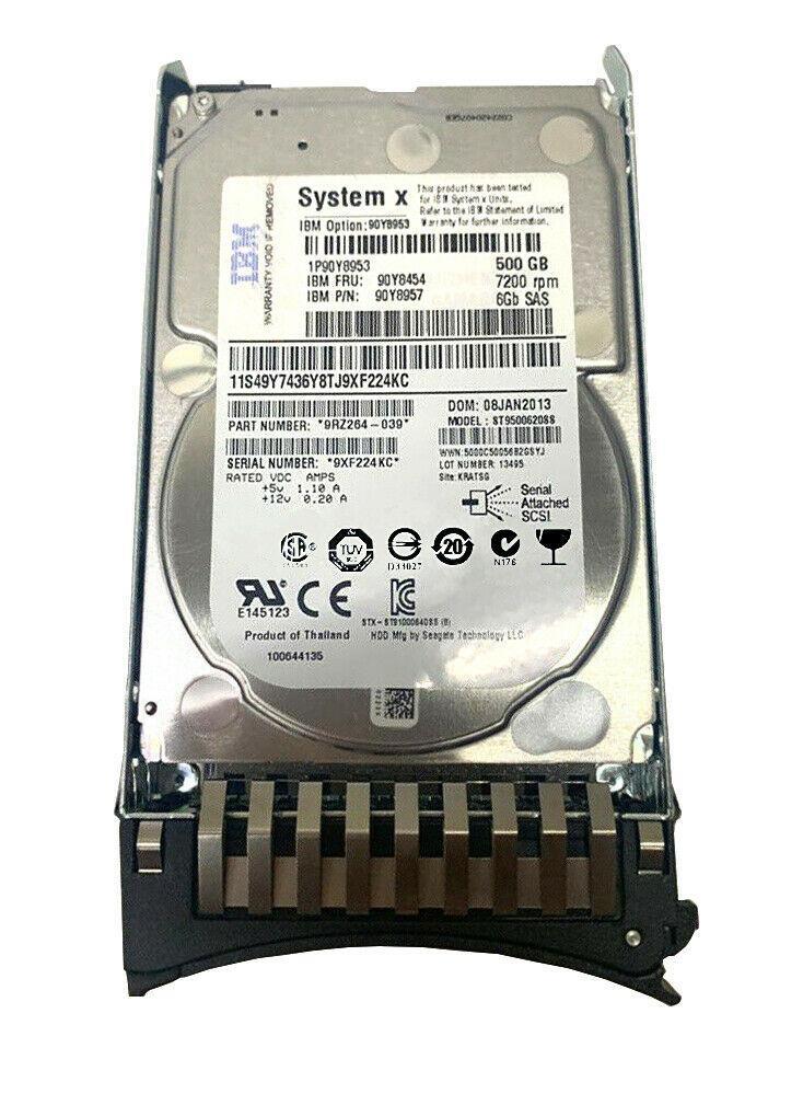 90Y8954-06 IBM 500GB 7200RPM SAS 6Gbps Hot Swap 64MB Cache 2.5-inch Internal Hard Drive with Tray for System x