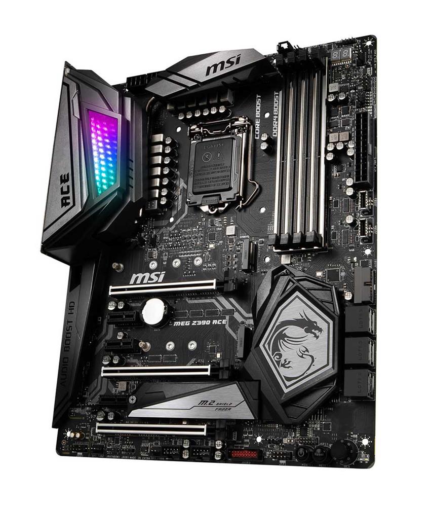 911-7B12-004 MSI MEG Z390 ACE Socket LGA 1151 Intel Z390 Chipset 9th/8th Generation Core i7 / i5 / i3 / Pentium Gold/ Celeron Processors Support DDR4 4x DIMM 6x SATA 6.0Gb/s ATX Motherboard (Refurbished)