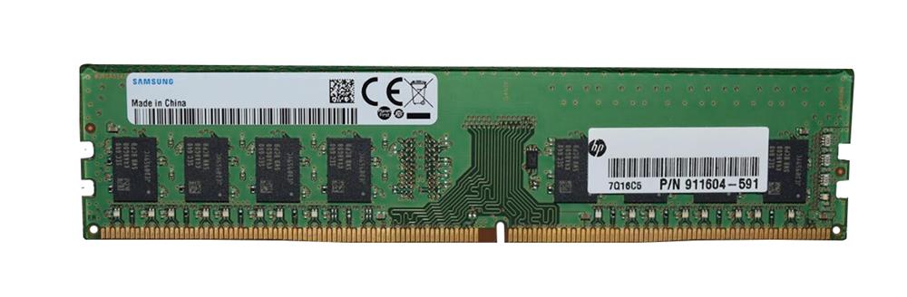 911604-591 HP 8GB PC4-17000 DDR4-2133MHz non-ECC Unbuffered CL15 288-Pin DIMM 1.2V Single Rank Memory Module