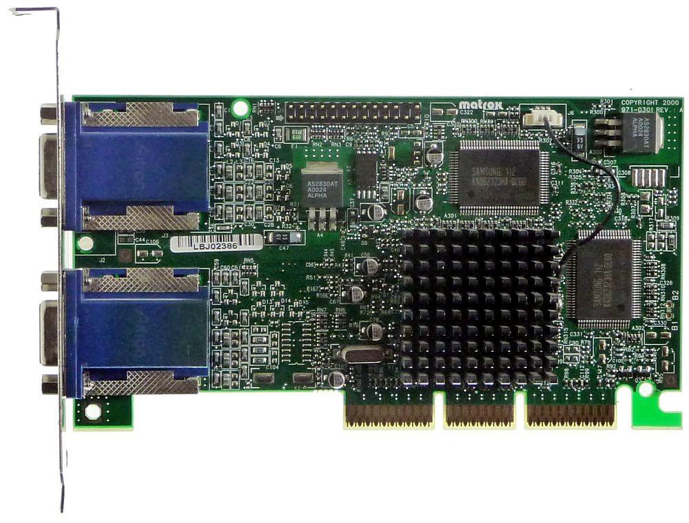 971-0301 Matrox Graphics G450 16MB AGP Dual VGA Video Graphics Card