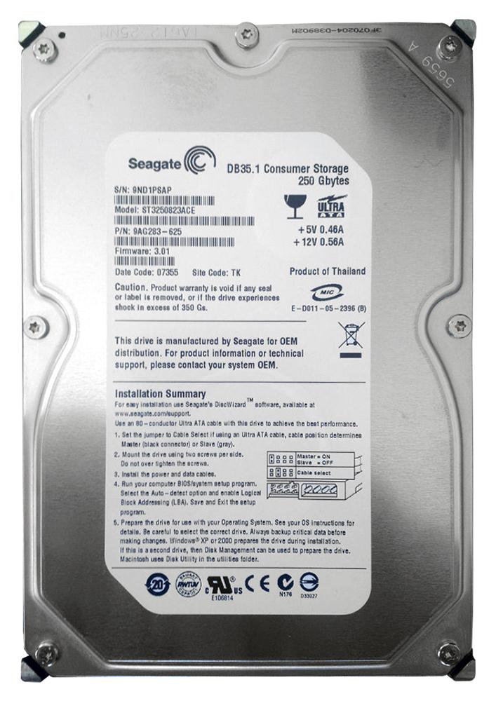 9AG283-625 Seagate DB35 7200.2 250GB 7200RPM ATA-100 8MB Cache 3.5-inch Internal Hard Drive