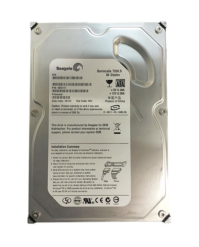 9BD111-069 Seagate Barracuda 7200.9 80GB 7200RPM SATA 3Gbps 2MB Cache 3.5-inch Internal Hard Drive