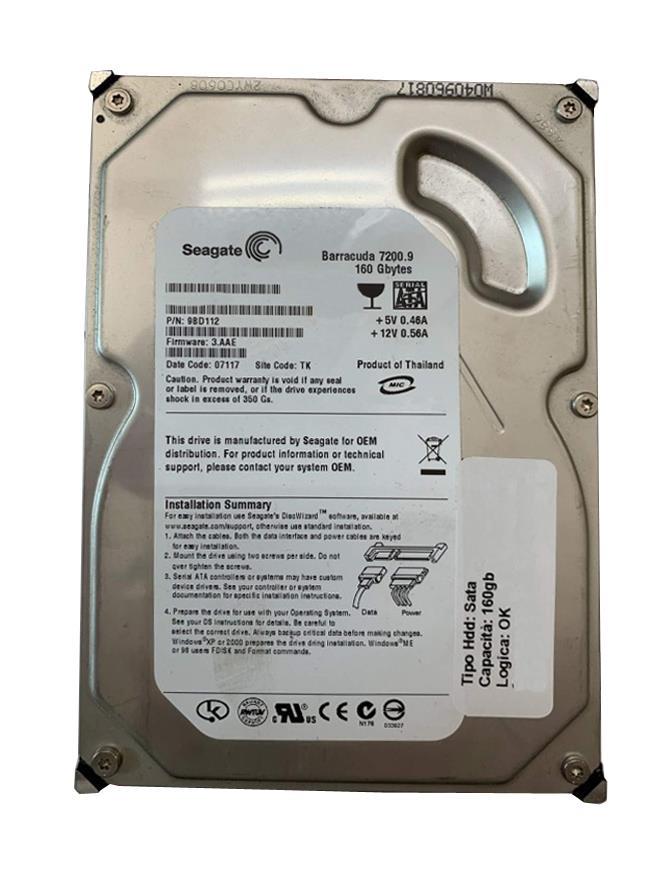 9BD112-304 Seagate Barracuda 7200.9 160GB 7200RPM SATA 3Gbps 2MB Cache 3.5-inch Internal Hard Drive