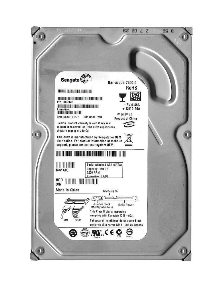 9BD132-525 Seagate Barracuda 7200.9 160GB 7200RPM SATA 3Gbps 8MB Cache 3.5-inch Internal Hard Drive