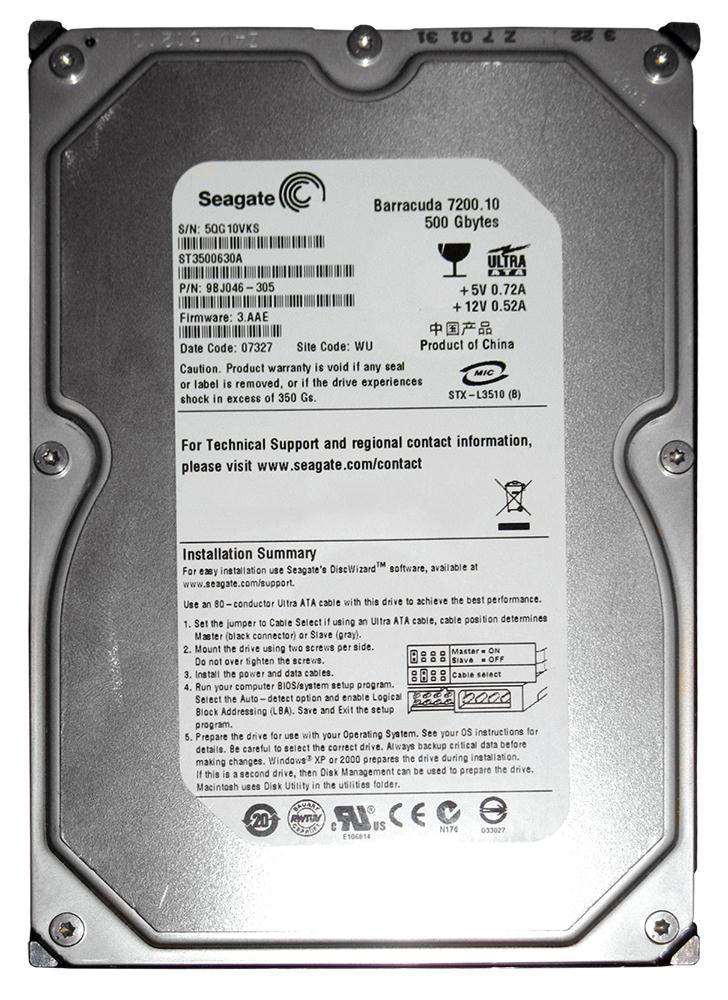 9BJ046-305 Seagate Barracuda 7200.10 500GB 7200RPM ATA-100 16MB Cache 3.5-inch Internal Hard Drive