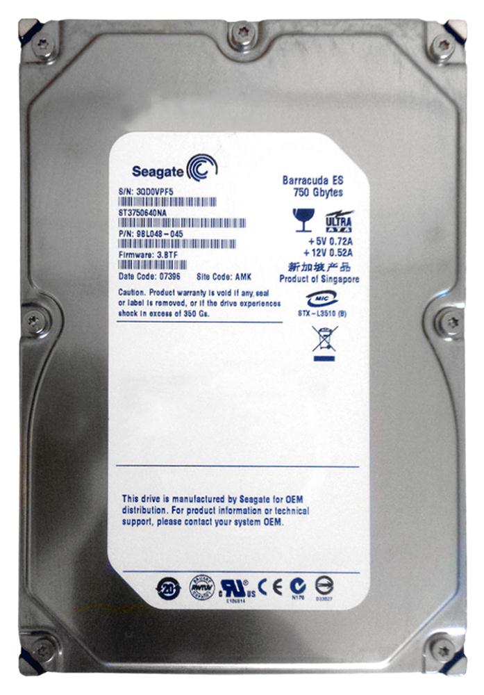 9BL048-045 Seagate Barracuda ES 750GB 7200RPM ATA-100 16MB Cache 3.5-inch Internal Hard Drive