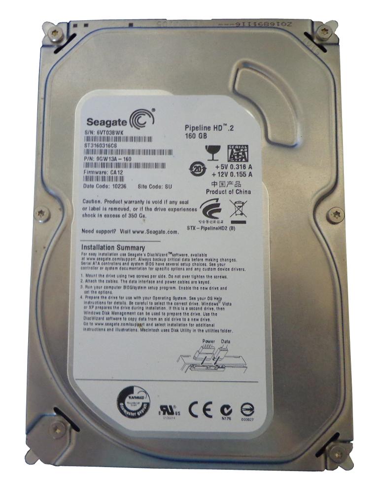 9GW13A-160 Seagate Pipeline HD.2 160GB 5900RPM SATA 3Gbps 8MB Cache 3.5-inch Internal Hard Drive