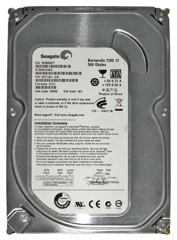 9HY142-310 Seagate Barracuda 7200.12 500GB 7200RPM SATA 3Gbps 16MB Cache 3.5-inch Internal Hard Drive