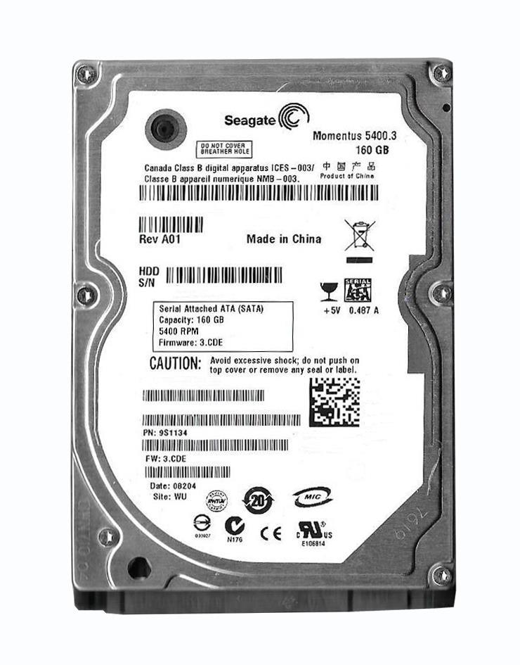 9S1134-700 Seagate Momentus 5400.3 160GB 5400RPM SATA 1.5Gbps 8MB Cache 2.5-inch Internal Hard Drive