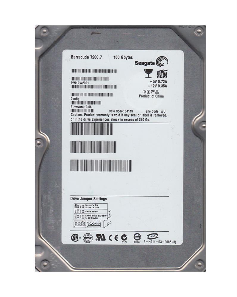 9W2001-365 Seagate Barracuda 7200.7 160GB 7200RPM ATA-100 2MB Cache 3.5-inch Internal Hard Drive