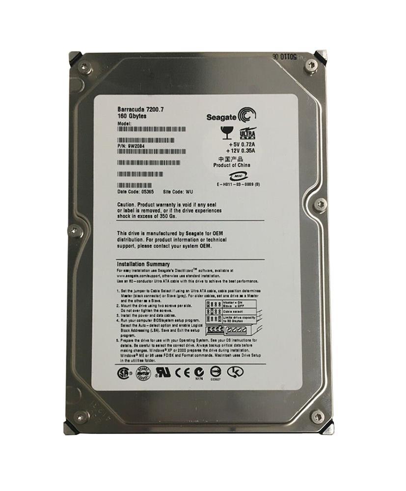 9W2084-005 Seagate Barracuda 160GB 7200RPM ATA-100 8MB Cache 3.5-inch Internal Hard Drive