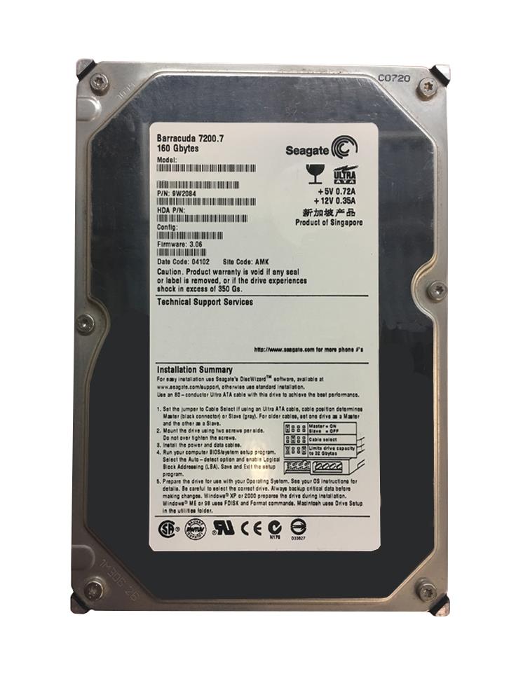 9W2084-032 Seagate Barracuda 160GB 7200RPM ATA-100 8MB Cache 3.5-inch Internal Hard Drive