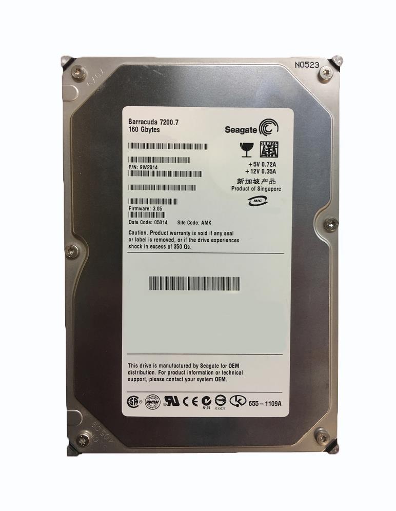 9W2814-045 Seagate Barracuda 7200.7 160GB 7200RPM SATA 1.5Gbps 8MB Cache 3.5-inch Internal Hard Drive