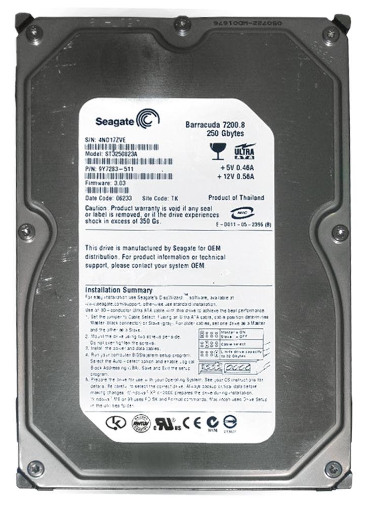 9Y7283-511 Seagate Barracuda 7200.8 250GB 7200RPM ATA-100 8MB Cache 3.5-inch Internal Hard Drive
