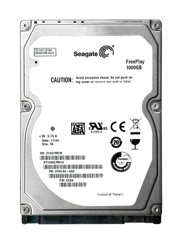 9YH146-550 Seagate FreePlay 1TB 5400RPM SATA 3Gbps 16MB Cache 2.5-inch Internal Hard Drive