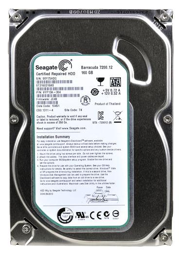 9YP13A-304 Seagate Barracuda 160GB 7200RPM SATA 6Gbps 8MB Cache 3.5-inch Internal Hard Drive